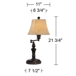 Regency Hill Traditional Desk Table Lamp Swing Arm With Hotel Style USB Charging Port 21.75" High Bronze Metal Faux Leather Bell Shade For Bedroom -Finest Home Decoration GUEST 01115bd3 2342 41f9 af89 37fc4f1a0ca0