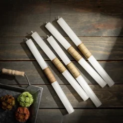 White Timber Tapers - Set Of 12