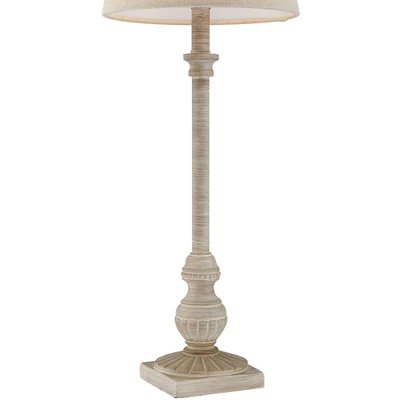 Regency Hill Loreno Traditional Buffet Table Lamps 24" High Set Of 2 Whitewashed Oatmeal Linen Drum Shade For Bedroom Living Nightstand Family Room 5 Regency Hill Loreno Traditional Buffet Table Lamps 24" High Set Of 2 Whitewashed Oatmeal Linen Drum Shade For Bedroom Living Nightstand Family Room - Image 3