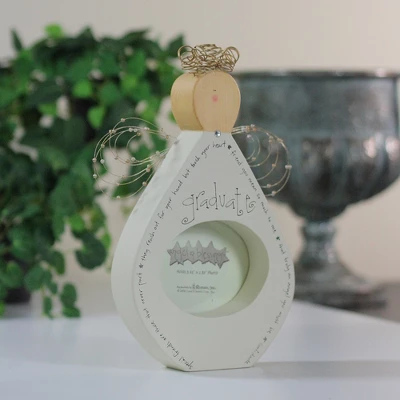 Roman 2.87" X 3.75" Angel Blessings "Graduate" Wooden Photo Picture Frame - White/Brown 4 Roman 2.87" X 3.75" Angel Blessings "Graduate" Wooden Photo Picture Frame - White/Brown - Image 2