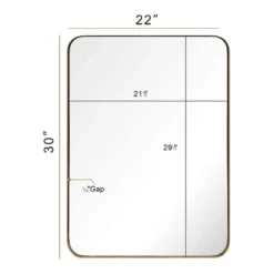 ANDY STAR Modern Decorative 22 X 30 Inch Rectangular Wall Mounted Hanging Bathroom Vanity Mirror With Stainless Steel Metal Frame, Brushed Gold -Finest Home Decoration GUEST 04446326 42a3 4681 a2ca 016146baf2e0
