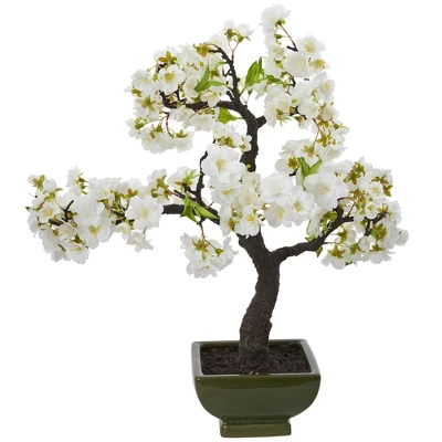 Nearly Natural 20-in Cherry Blossom Bonsai Artificial Tree 3 Nearly Natural 20-in Cherry Blossom Bonsai Artificial Tree