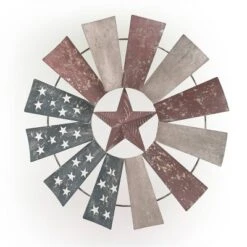 Patriotic Windmill Metal Wall Decor - Alpine Corporation -Finest Home Decoration GUEST 073bd519 2a8d 41b9 acdb 5779d0c52b7e