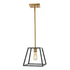 9.25" 1-Light Girard Farmhouse Industrial Iron LED Pendant Black/Brass Gold - JONATHAN Y 23 9.25" 1-Light Girard Farmhouse Industrial Iron LED Pendant Black/Brass Gold - JONATHAN Y -Finest Home Decoration GUEST 0779f60a 3b95 469f b3ea 9c185d1ed82f