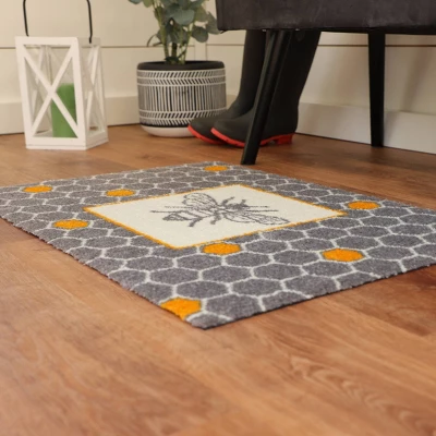 2'x3' ColorStar Bee Hex Door Mat Gray - Bungalow Flooring 4 2'x3' ColorStar Bee Hex Door Mat Gray - Bungalow Flooring - Image 2