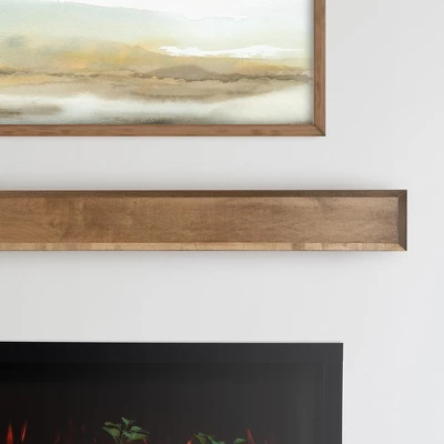 Modern Ember Autumn Wood Fireplace Mantel Shelf With Angled Corner Accents 4 Modern Ember Autumn Wood Fireplace Mantel Shelf With Angled Corner Accents - Image 2