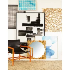 Metal Floral Carved Acanthus Wall Mirror With Distressed Details Gold - The Novogratz -Finest Home Decoration GUEST 07befb1e dd3d 4bac bc3a 8bf7af494f24