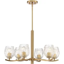 Stiffel Soft Gold Chandelier Lighting 29 1/4" Wide Modern Textured Clear Glass 6-Light Fixture For Dining Room House Kitchen Home -Finest Home Decoration GUEST 07e2269c ec3b 47b3 a6f4 9694e7c78297