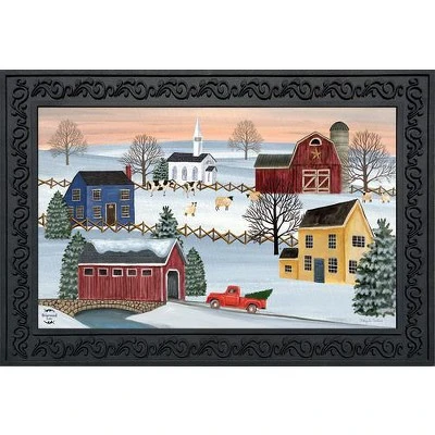 Briarwood Lane Winter Saltboxes Primitive Doormat Covered Bridge Indoor Outdoor 30" X 18" 3 Briarwood Lane Winter Saltboxes Primitive Doormat Covered Bridge Indoor Outdoor 30" X 18"