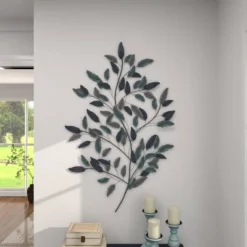 Metal Leaf Wall Decor With Gold Accent Blue - Olivia & May -Finest Home Decoration GUEST 095179f9 6a17 4207 84a0 9bf6fcaef2a5