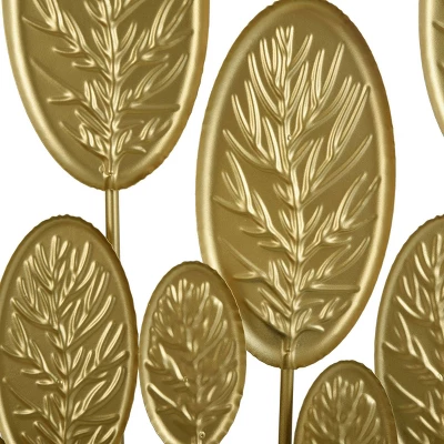 Pendant Leaflets Metal Medallion Stemmed Leaves Wall Art Gold - StyleCraft 6 Pendant Leaflets Metal Medallion Stemmed Leaves Wall Art Gold - StyleCraft - Image 4