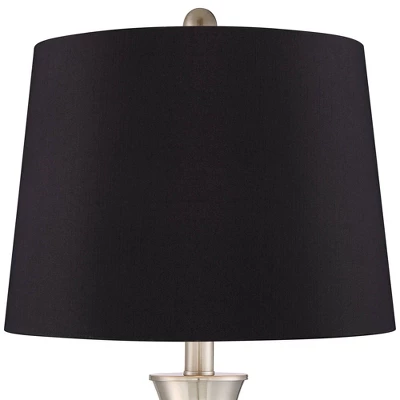 360 Lighting Simon Modern Table Lamps 25 1/2" High Set Of 2 Brushed Nickel With USB Charging Port Black Faux Silk Drum Shade For Bedroom Office Desk 3 360 Lighting Simon Modern Table Lamps 25 1/2" High Set Of 2 Brushed Nickel With USB Charging Port Black Faux Silk Drum Shade For Bedroom Office Desk