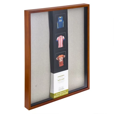 Studio Decor 24" X 30" Large Shadow Box Display Keepsake Frame With 2" Working Space, Easy Back Loading, And Soft Backer, Walnut (2 Pack) 4 Studio Decor 24" X 30" Large Shadow Box Display Keepsake Frame With 2" Working Space, Easy Back Loading, And Soft Backer, Walnut (2 Pack) - Image 2
