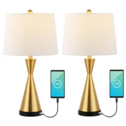 (Set Of 2) 26" Colton Classic French Country Iron LED Table Lamp With USB Charging Port (Includes LED Light Bulb) - JONATHAN Y -Finest Home Decoration GUEST 0a63be69 c69b 49e7 8f0b 2e89e140c2c6
