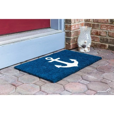 1'4" X 2'4" Anchor Nautical Indoor/Outdoor Coir Doormat Blue/White - Entryways 4 1'4" X 2'4" Anchor Nautical Indoor/Outdoor Coir Doormat Blue/White - Entryways - Image 2