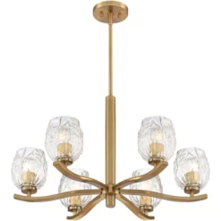 Stiffel Soft Gold Chandelier Lighting 29 1/4" Wide Modern Textured Clear Glass 6-Light Fixture For Dining Room House Kitchen Home -Finest Home Decoration GUEST 0bd6bc1d e1f9 4172 9bd0 0f98fae45bf6