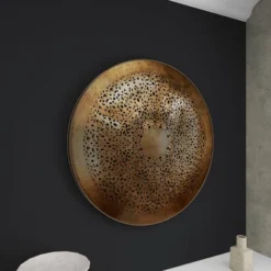 Metal Plate Wall Decor With Moroccan Pattern Gold - Olivia & May -Finest Home Decoration GUEST 0e8799b1 b1e2 4e70 a824 7e0d288ed97a