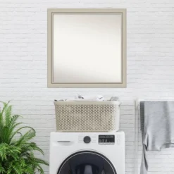 30" X 30" Non-Beveled Romano Silver Narrow Wood Bathroom Wall Mirror - Amanti Art -Finest Home Decoration GUEST 0f40a81b e633 4b4a 98a5 368372e078ec