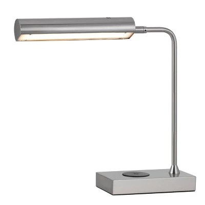 17.5" Metal LED Desk Lamp With Wireless Charging Brushed Steel (Includes LED Light Bulb) - Cal Lighting 4 17.5" Metal LED Desk Lamp With Wireless Charging Brushed Steel (Includes LED Light Bulb) - Cal Lighting - Image 2