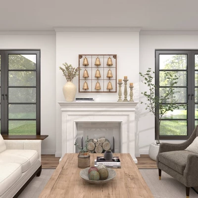 Metal Bell Square Frame Wall Decor Brass - Olivia & May 14 Metal Bell Square Frame Wall Decor Brass - Olivia & May - Image 12