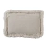 12"x20" Oversize Luxurious Linen Poly Filled With Plush Lamb Fur Border Lumbar Throw Pillow - Saro Lifestyle