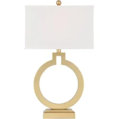360 Lighting Modern Table Lamps 28 1/2" Tall Set Of 2 With USB Charging Port Brushed Gold Open Ring White Shade For Bedroom Living Room House Bedside -Finest Home Decoration GUEST 119779f3 0115 4b8a b2db ae0aa4fd66b4