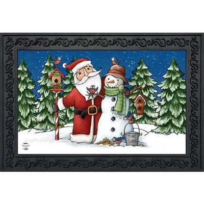 Santa And Snowman Christmas Doormat Primitive Birds 30" X 18" Briarwood Lane 3 Santa And Snowman Christmas Doormat Primitive Birds 30" X 18" Briarwood Lane