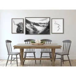 (Set Of 3) 23" X 33" Sylvie Highland Cow Mountains And Inca Trail Framed Canvas Set Gray - Kate & Laurel All Things Decor -Finest Home Decoration GUEST 120a3832 a53f 435d 8988 0473c338f42d