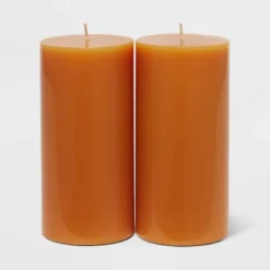 2pk Pillars Vanilla Pumpkin Orange - Threshold™ -Finest Home Decoration GUEST 12a6aab2 961f 4784 89cb 7439c8bff678