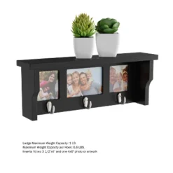 Wall Shelf And Picture Collage With Ledge And 3 Hanging Hooks- Photo Frame Decor Shelving With Modern Look, Holds 3 Photos By Hastings Home (Black) -Finest Home Decoration GUEST 13e0bfd2 d2f9 4090 89f5 f1fc69dee7da