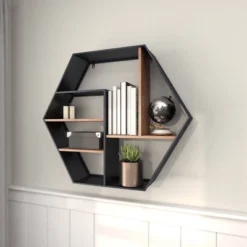 Industrial Wood Wall Shelf Black - Olivia & May -Finest Home Decoration GUEST 13fd8fb0 e604 4163 9780 df94e90f5209