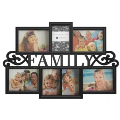 Hastings Home Family Collage Picture Frame With Text Design And 7 Openings For Three 4x6 And Four 5x7 Photos - 23.5" X 16", Black -Finest Home Decoration GUEST 14bd4e00 cfc0 428c 86c9 c11322f8cfc6