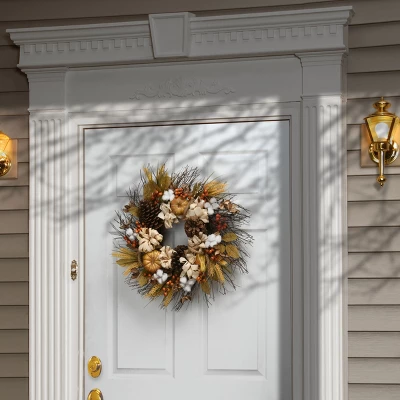 National Tree Company Artificial Autumn Wreath, Decorated With Pinenuts, Gourds, Berry Clusters, Pinecones, Assorted Leaves, Autumn Collection, 22 In 3 National Tree Company Artificial Autumn Wreath, Decorated With Pinenuts, Gourds, Berry Clusters, Pinecones, Assorted Leaves, Autumn Collection, 22 In