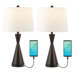 (Set Of 2) 26" Colton Classic French Country Iron LED Table Lamp With USB Charging Port (Includes LED Light Bulb) - JONATHAN Y -Finest Home Decoration GUEST 17c3dfa8 6961 47db 96df 585baf96f0f2