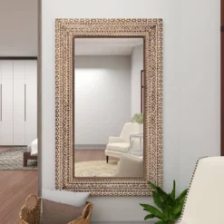Wood Floral Intricately Carved Wall Mirror Brown - Olivia & May 29 Wood Floral Intricately Carved Wall Mirror Brown - Olivia & May -Finest Home Decoration GUEST 18761df5 7121 4cf7 8d11 a86f355e0cd8