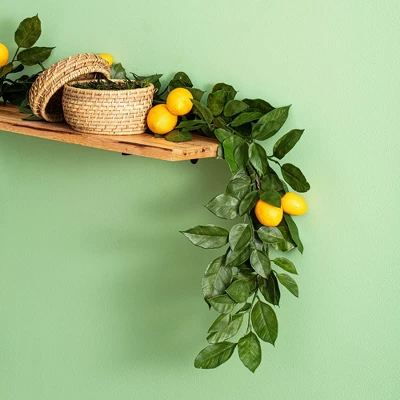 Vickerman 6' Artificial Green And Yellow Salal Leaf Lemon Garland. 6 Vickerman 6' Artificial Green And Yellow Salal Leaf Lemon Garland. - Image 4