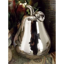 Set Of 2 Modern Chic Dolomite Apple And Pear Sculpture Silver - Olivia & May