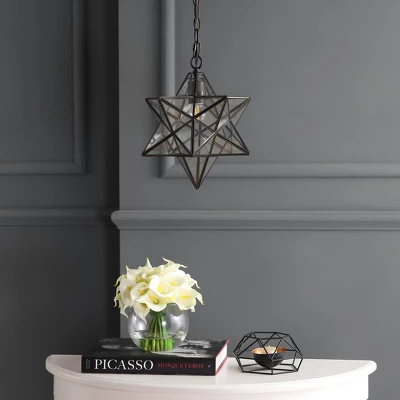 12" Stella Moravian Star Metal/Clear Glass LED Pendant - Jonathan Y 4 12" Stella Moravian Star Metal/Clear Glass LED Pendant - Jonathan Y - Image 2
