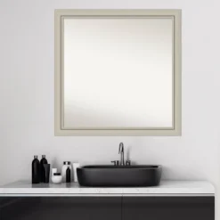 30" X 30" Non-Beveled Romano Silver Narrow Wood Bathroom Wall Mirror - Amanti Art -Finest Home Decoration GUEST 1bf58ce4 5904 4a9d a726 2983c1735dc1