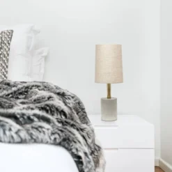 Concrete Table Lamp With Linen Shade Antique Brass - Lalia Home -Finest Home Decoration GUEST 1ccce30b cff4 4468 9cdf ea809ca11550