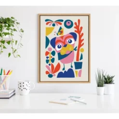 18" X 24" Sylvie Mid Century Modern Pug Framed Canvas Wall Art By Rachel Lee Natural - Kate And Laurel -Finest Home Decoration GUEST 1d31389e baf7 4538 a11e 38c29579006b