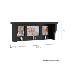 Wall Shelf And Picture Collage With Ledge And 3 Hanging Hooks- Photo Frame Decor Shelving With Modern Look, Holds 3 Photos By Hastings Home (Black) -Finest Home Decoration GUEST 1df08caf 70bb 4f54 85a6 16fa33116a0a