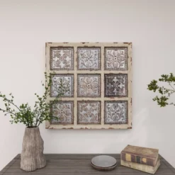 Metal Scroll Wall Decor With Embossed Details Beige - Olivia & May -Finest Home Decoration GUEST 1ea66e30 362a 4b2b 8f94 38e8778e0015