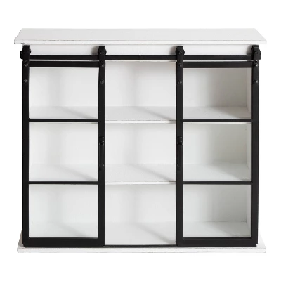 30" X 28" Barnhardt Decorative Wooden Wall Cabinet With 2 Sliding Glass Doors White - Kate & Laurel All Things Decor 5 30" X 28" Barnhardt Decorative Wooden Wall Cabinet With 2 Sliding Glass Doors White - Kate & Laurel All Things Decor - Image 3