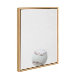 18" X 24" Sylvie Color Baseball Portrait Framed Canvas Natural - DesignOvation