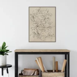 22" X 30" Outlined Leaves I By Asia Jensen Framed Canvas Wall Art Gray Wash - Amanti Art -Finest Home Decoration GUEST 204d9399 1ada 4c71 b282 e81b72ac41eb
