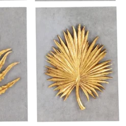 Set Of 4 Cement Leaf Framed 3D Wall Decors Gold - Olivia & May -Finest Home Decoration GUEST 208364e4 14aa 42c7 bc7b 1baf6df3601a