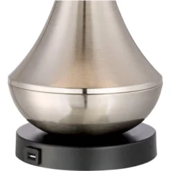 360 Lighting Simon Modern Table Lamps 25 1/2" High Set Of 2 Brushed Nickel With USB Charging Port And Table Top Dimmers White Fabric For Home Desk -Finest Home Decoration GUEST 23092e0f b7cb 404e 84af f4cf81c3762c