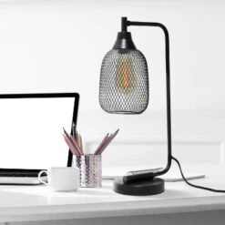 Industrial Mesh Desk Lamp Matte Black - Lalia Home -Finest Home Decoration GUEST 23523e1c a4ca 452d 8909 9f415844ebd1