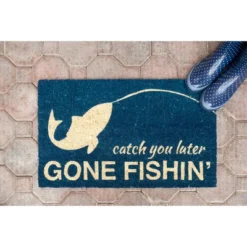 1'4" X 2'4" Catch You Later, Gone Fishin' Indoor/Outdoor Coir Doormat Blue/Beige - Entryways -Finest Home Decoration GUEST 23eabe1b 2123 4a77 ad1b d5c775174da7